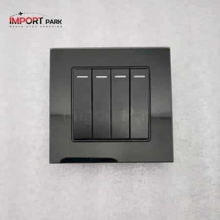 Glass Border 4gang 1way switch Black