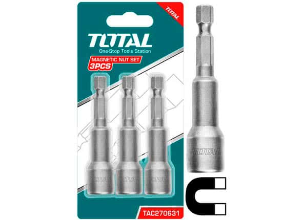 TOTAL 3 Pcs Impact Magnetic Nut Set TAC270831 – 1/4" Hex