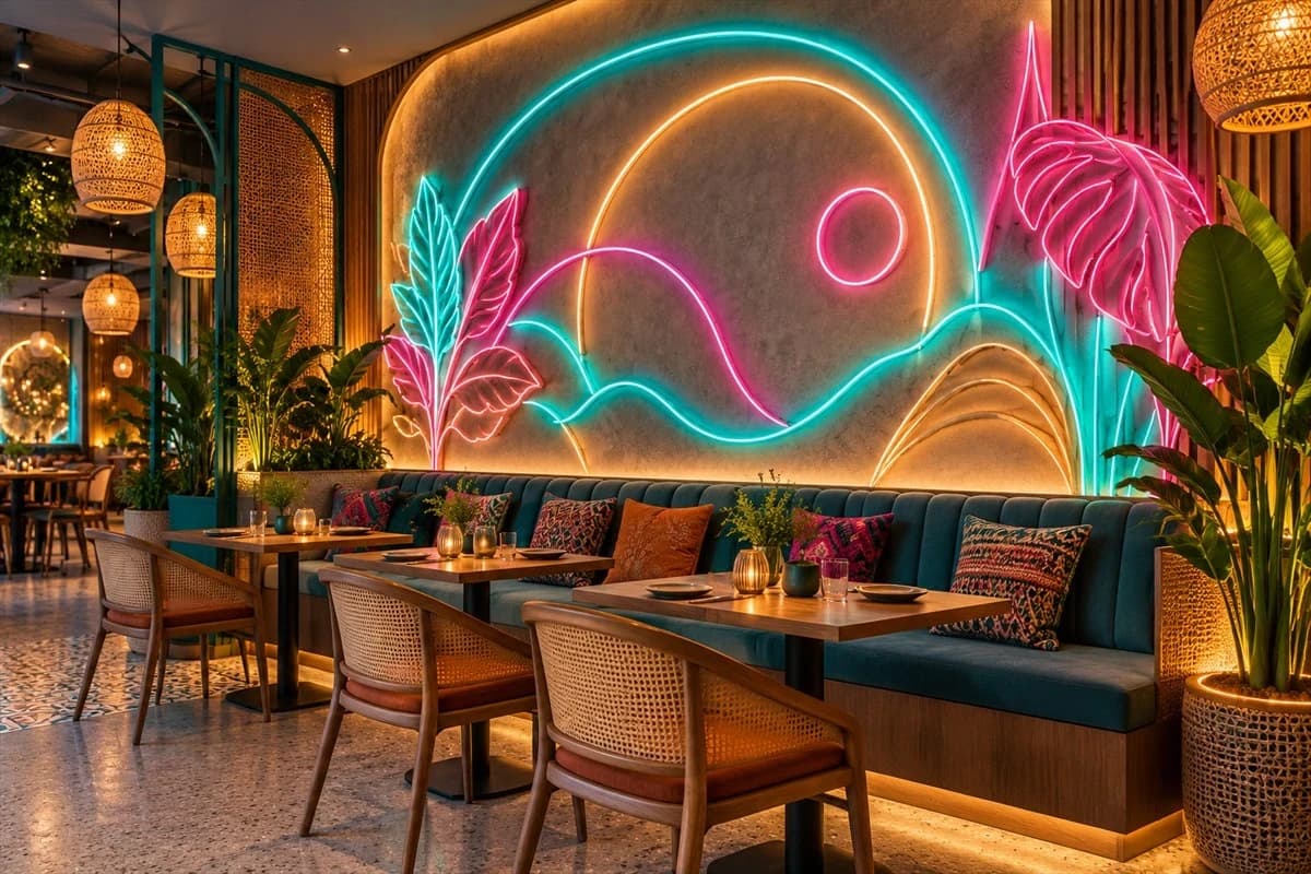 Neon Restaurant Interior Design in Bangladesh image 3