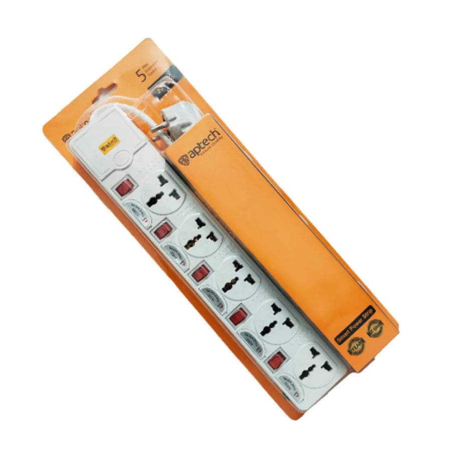 Aptech A-154 5-Way Individual-Switch Extension Socket image 1