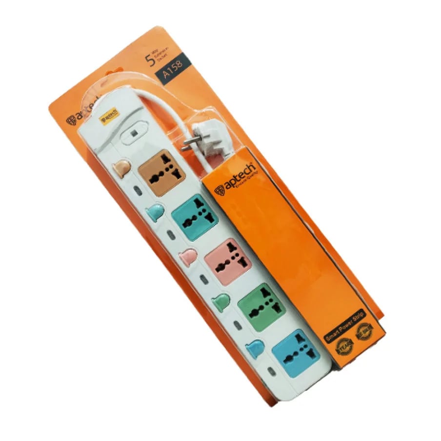 Aptech A-158 5-Way Individual-Switch Extension Socket image 1