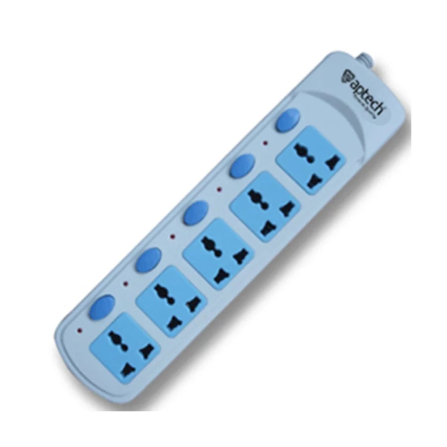 Aptech A-453 5-Way Individual-Switch Extension Socket image 1