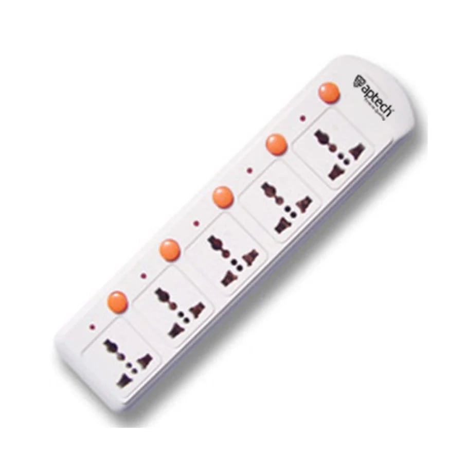 Aptech A-605 5-Way Individual-Switch Extension Socket image 1