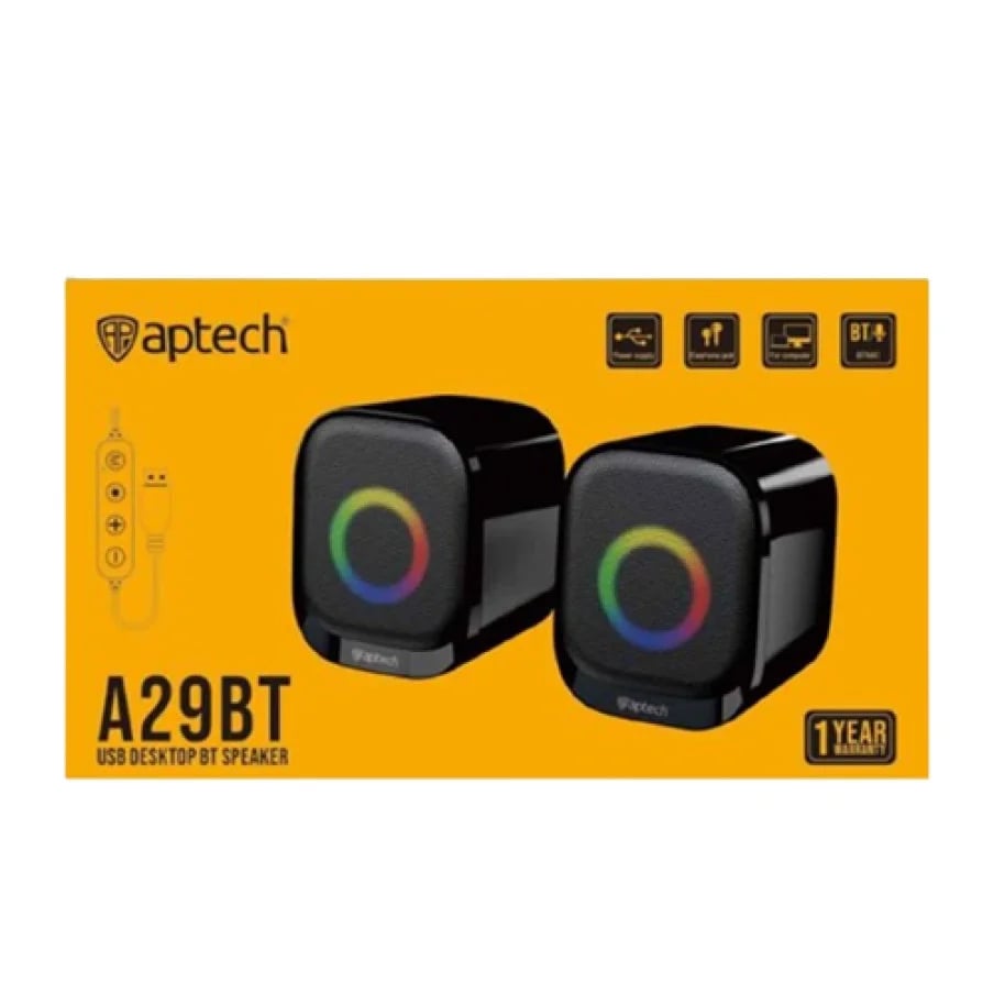 Aptech A29BT RGB USB Bluetooth Desktop Speaker image 1