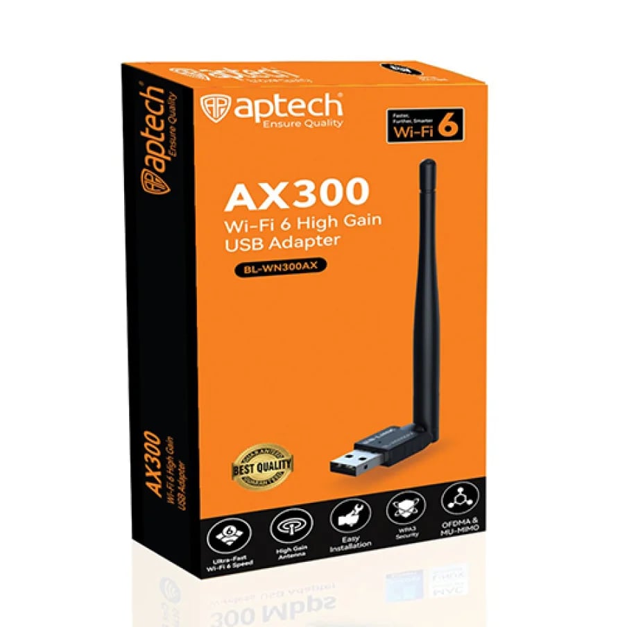 Aptech AX300 Wi-Fi 6 High-Gain Wireless USB Adapter image 1