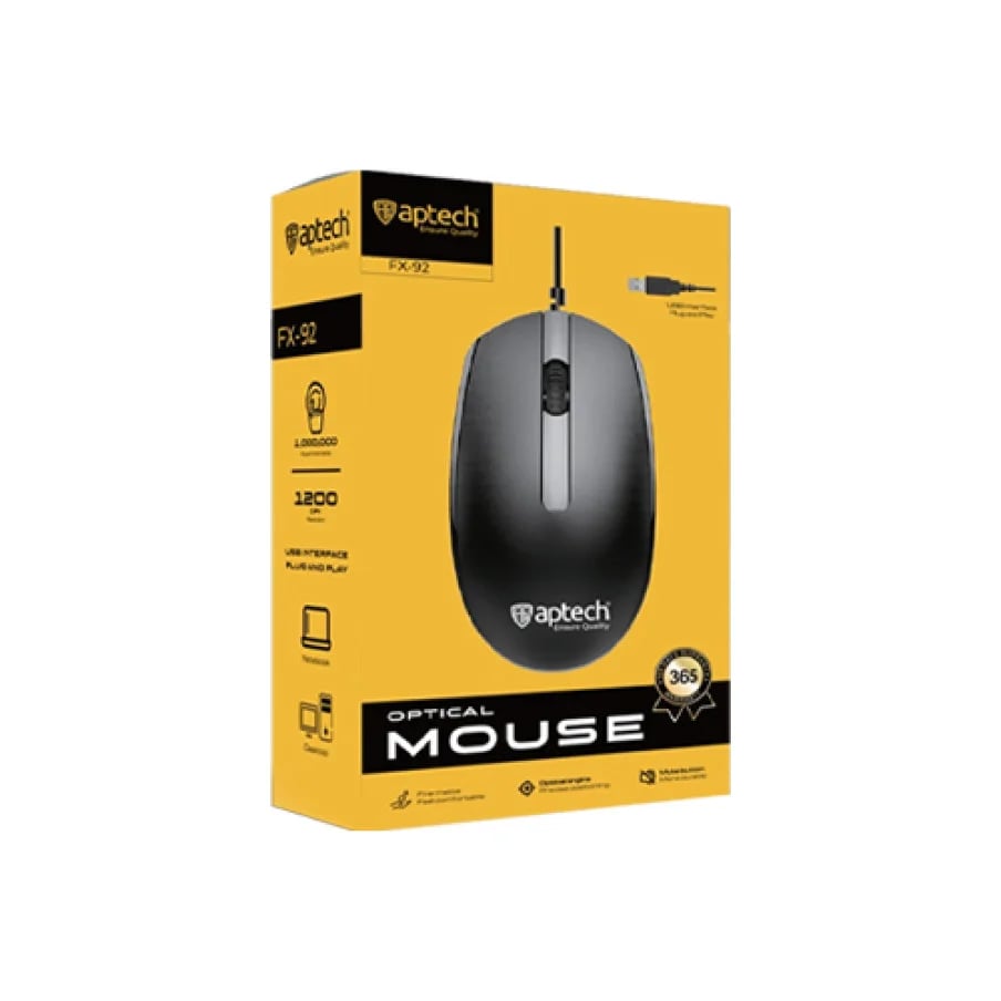 Aptech FX-92 1200 DPI Wired Optical Mouse image 1