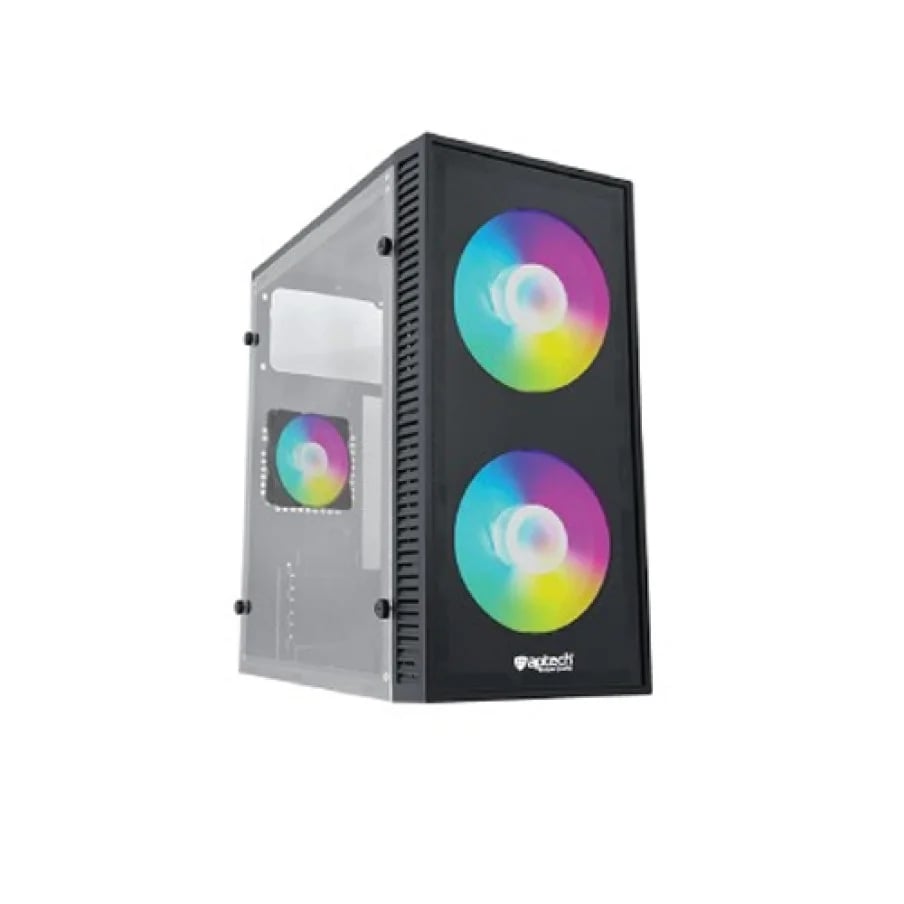 Aptech T38 Black RGB Gaming Case with 2 × 120mm Fans image 1