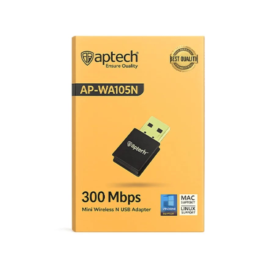 Aptech WA105N 300Mbps Mini Wireless N USB Adapter image 1