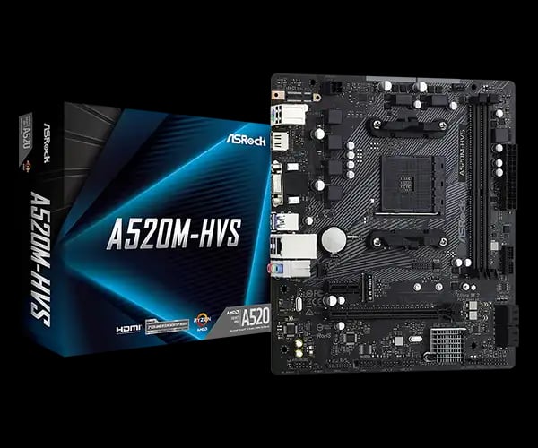 ASRock A520M-HVS AMD AM4 Micro ATX Motherboard image 1