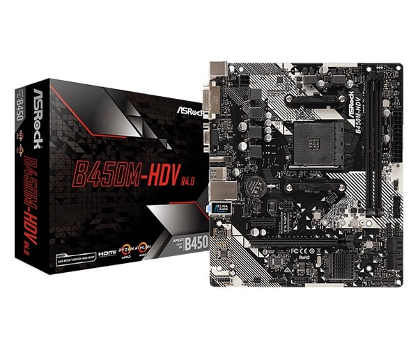 ASRock B450M-HDV R4.0 AMD Motherboard image 1