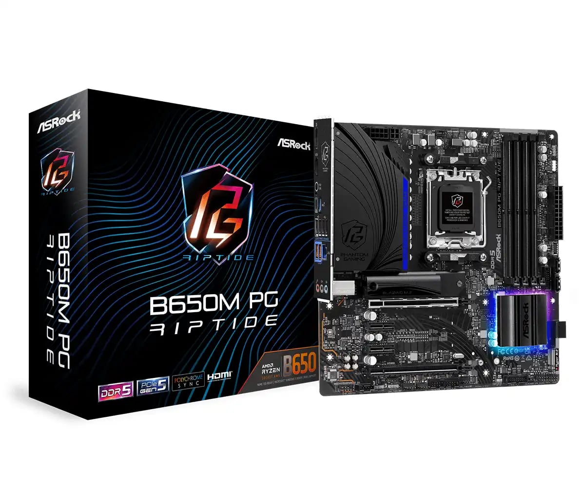 ASRock B650M PG Riptide AMD AM5 Micro ATX Motherboard image 1