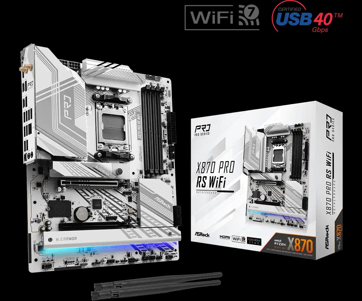 ASRock X870 Pro RS WiFi AM5 DDR5 ATX Motherboard image 1