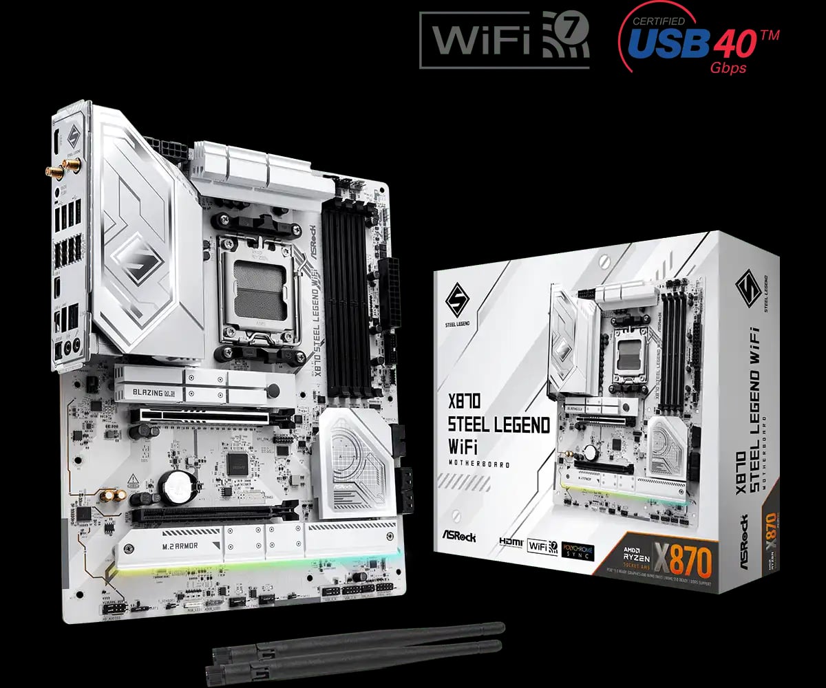 ASRock X870 Steel Legend WiFi AM5 DDR5 ATX Motherboard image 1