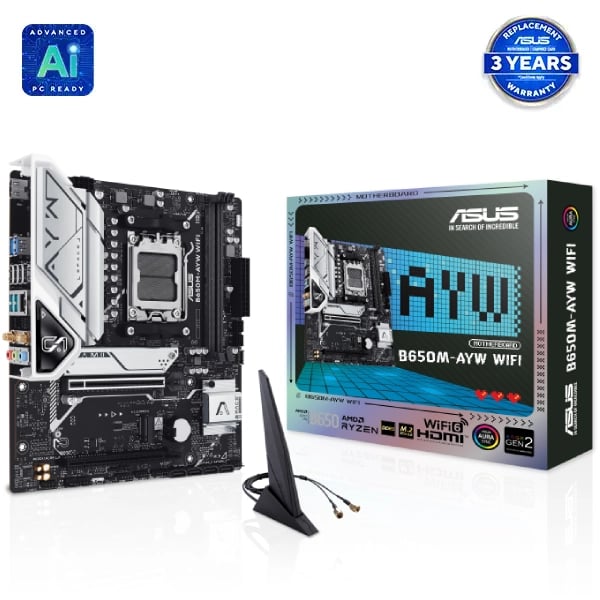 ASUS B650M-AYW WIFI AMD AM5 DDR5 Micro-ATX Motherboard image 1