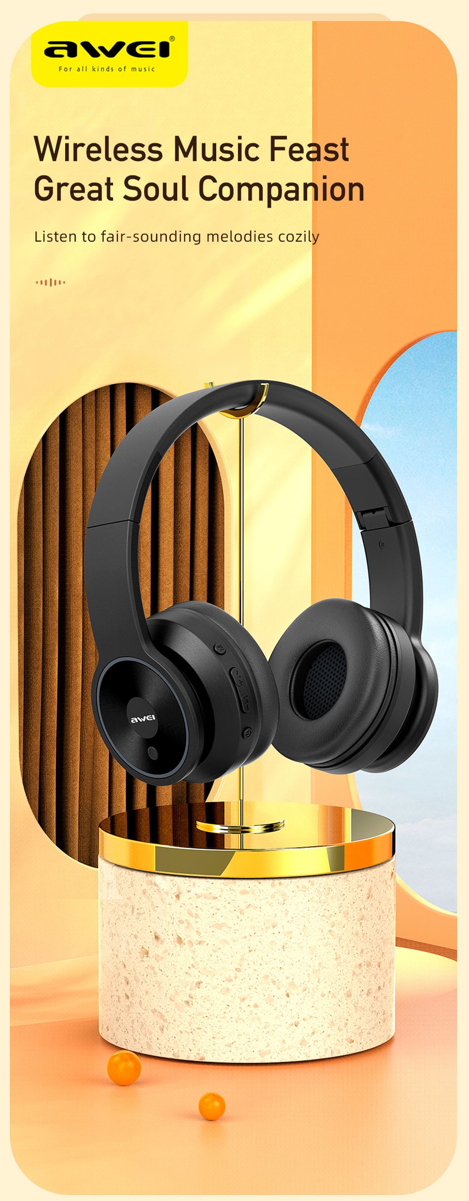 Awei A996BL Wireless Bluetooth Headphone image 1
