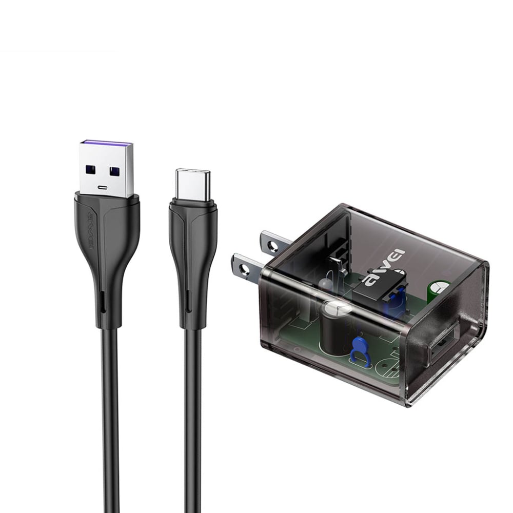 Awei C11T Type-C Transparent Fast Charging Adapter image 1