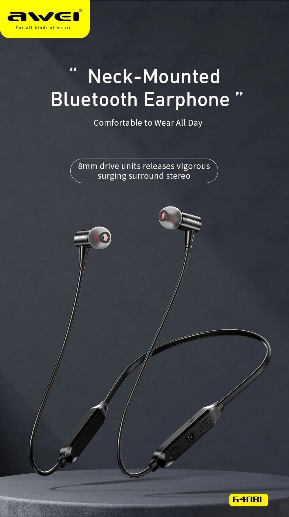 Awei G40BL Bluetooth Neckband image 1