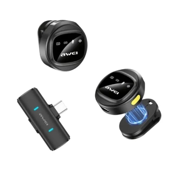 Awei MK3 Magnetic Lavalier Dual Wireless Microphone image 1