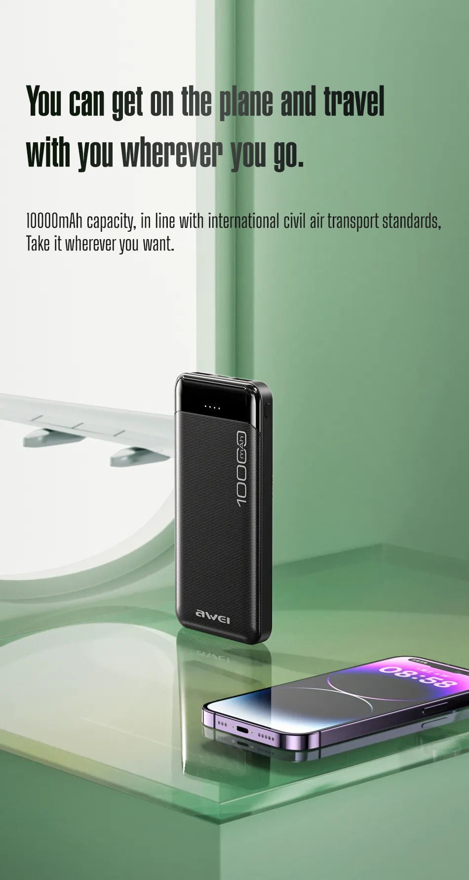 Awei P37K 10000mAh 2.1A Fast Charging Power Bank image 1