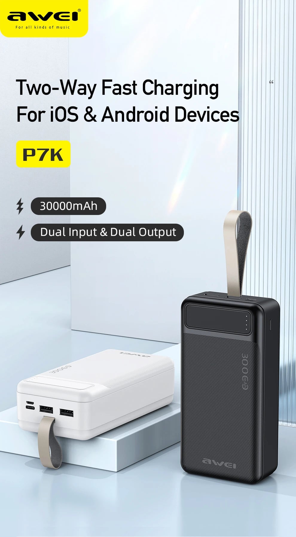 Awei P7K 30000mAh fast Charging Power bank image 1