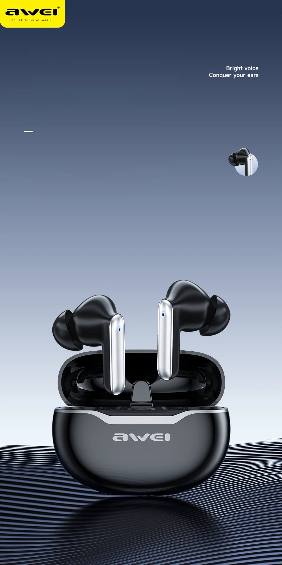 Awei T50 TWS Wireless Gaming Earbuds image 1