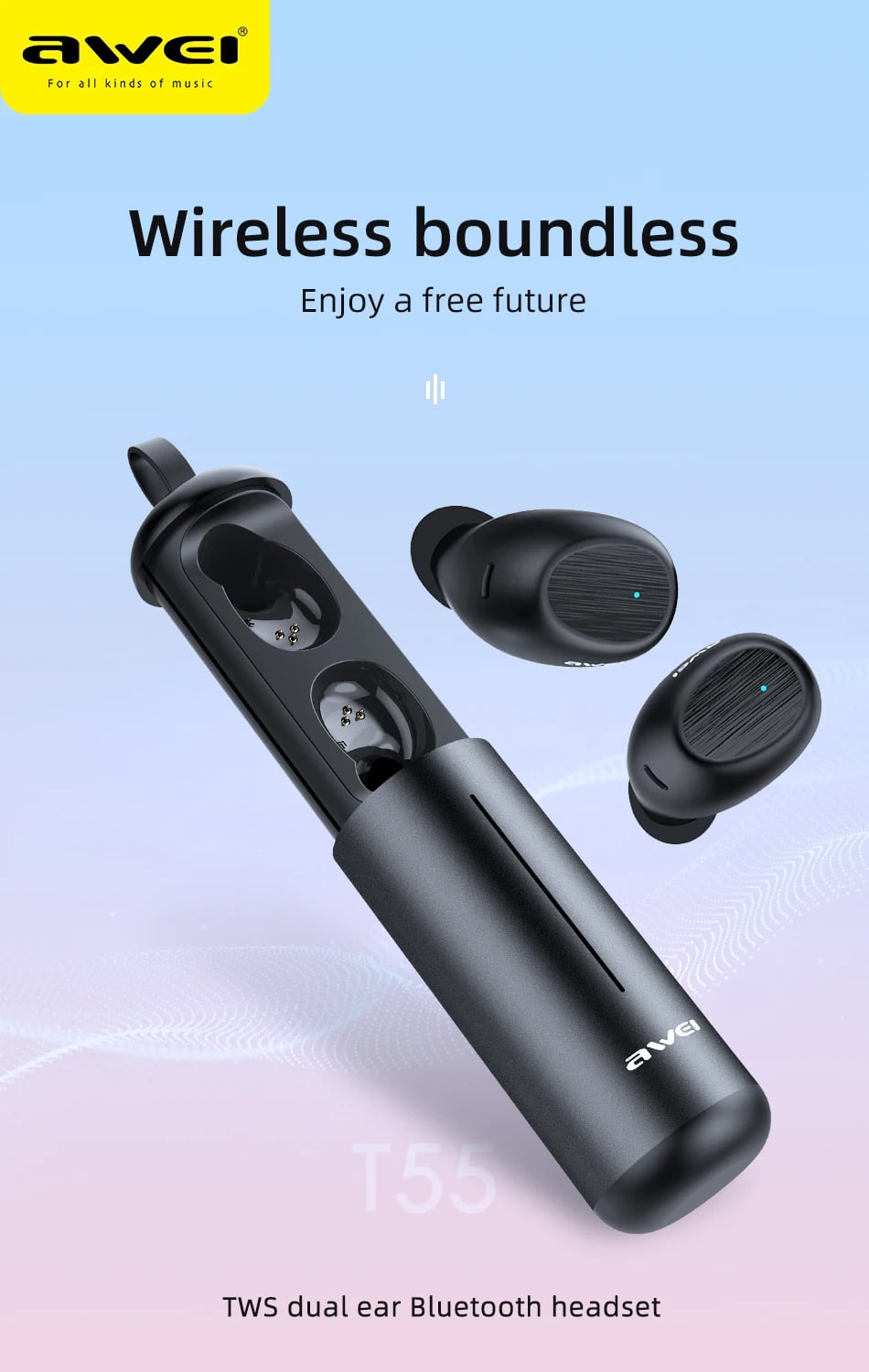 AWEI T55 TWS Wireless Earbuds Bluetooth image 1
