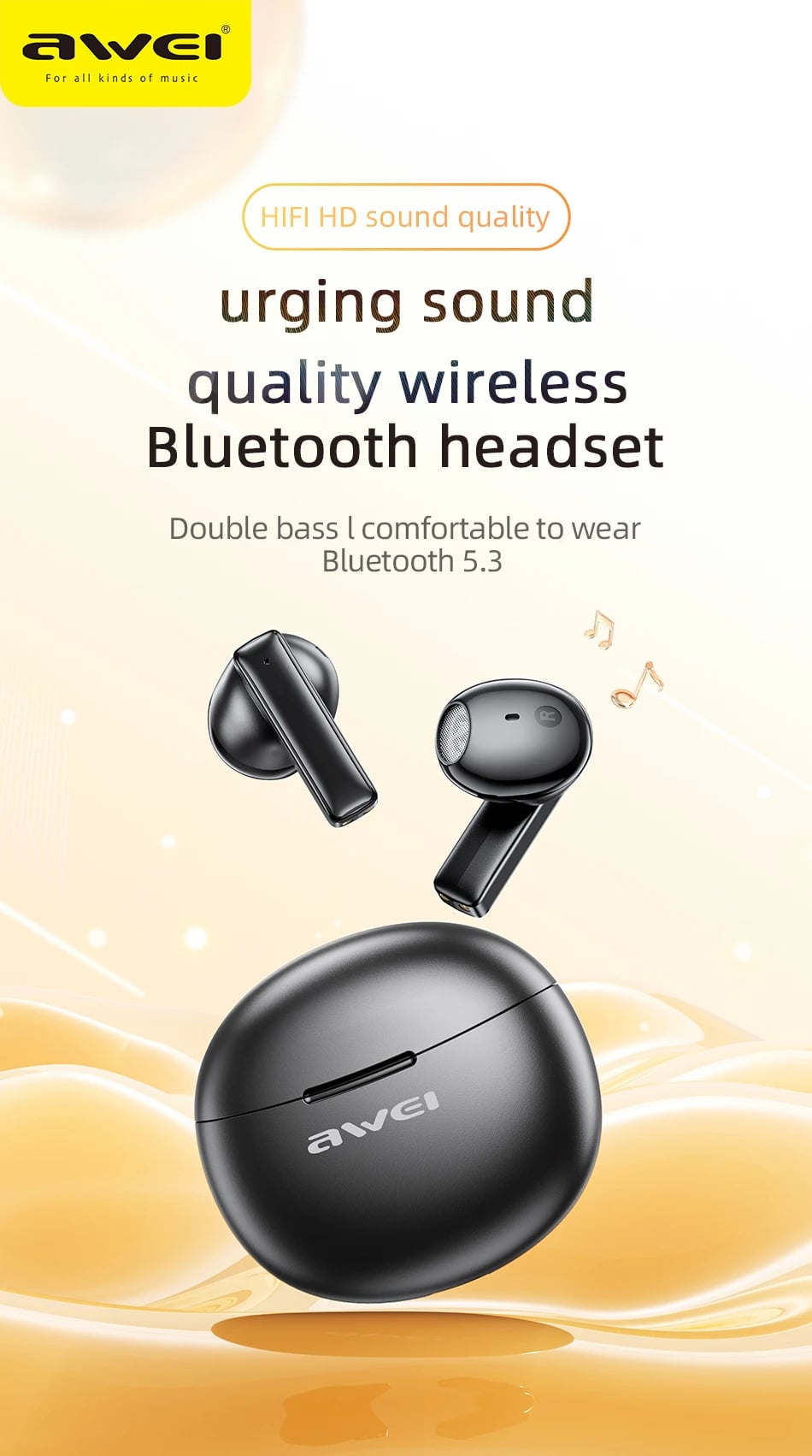 Awei T87 TWS Earbuds Wireless Bluetooth Earphones image 1