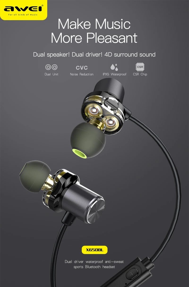 AWEI X650BL BLUETOOTH EARPHONE image 1