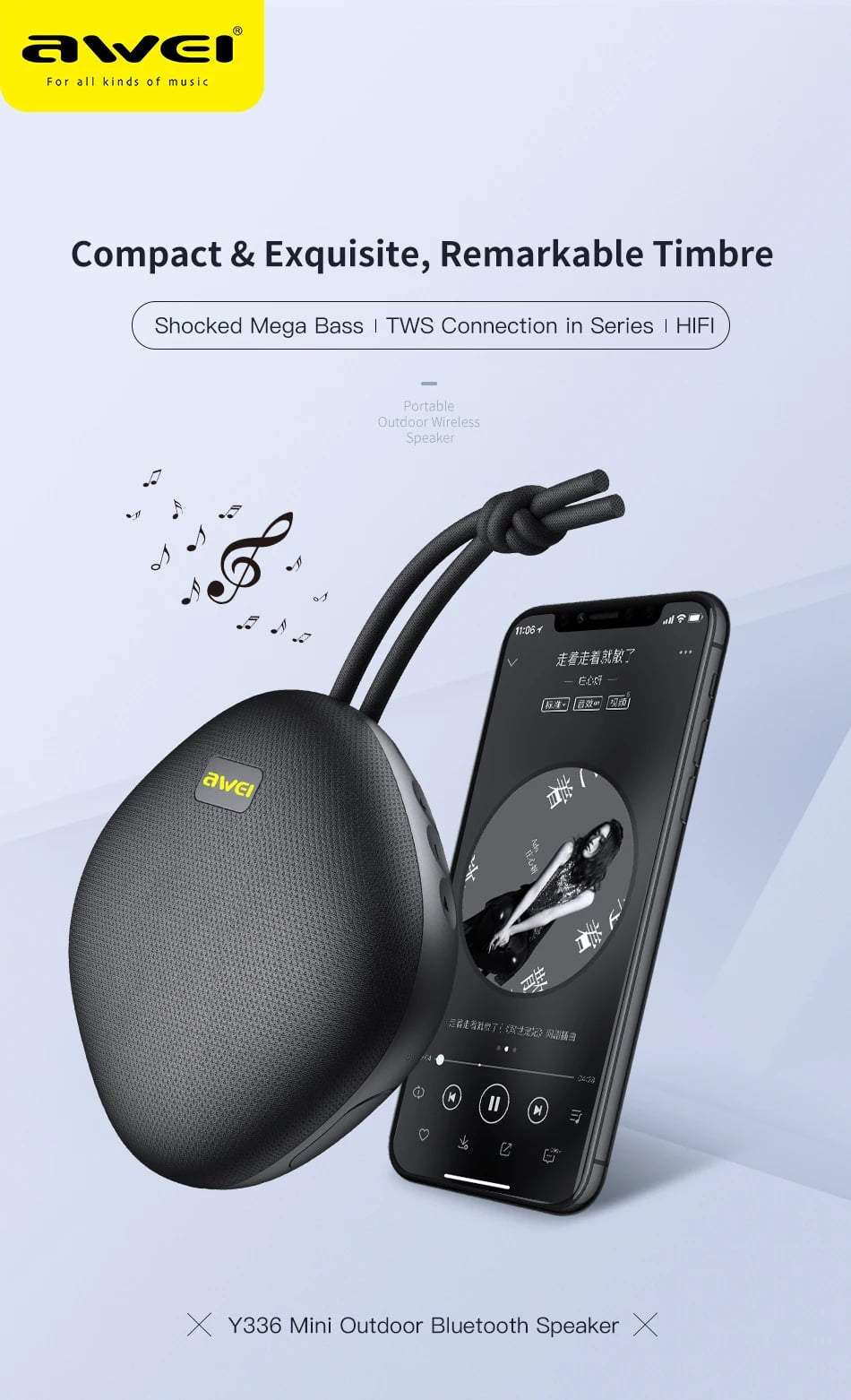 Awei Y336 Portable Wireless Mini Speaker image 1