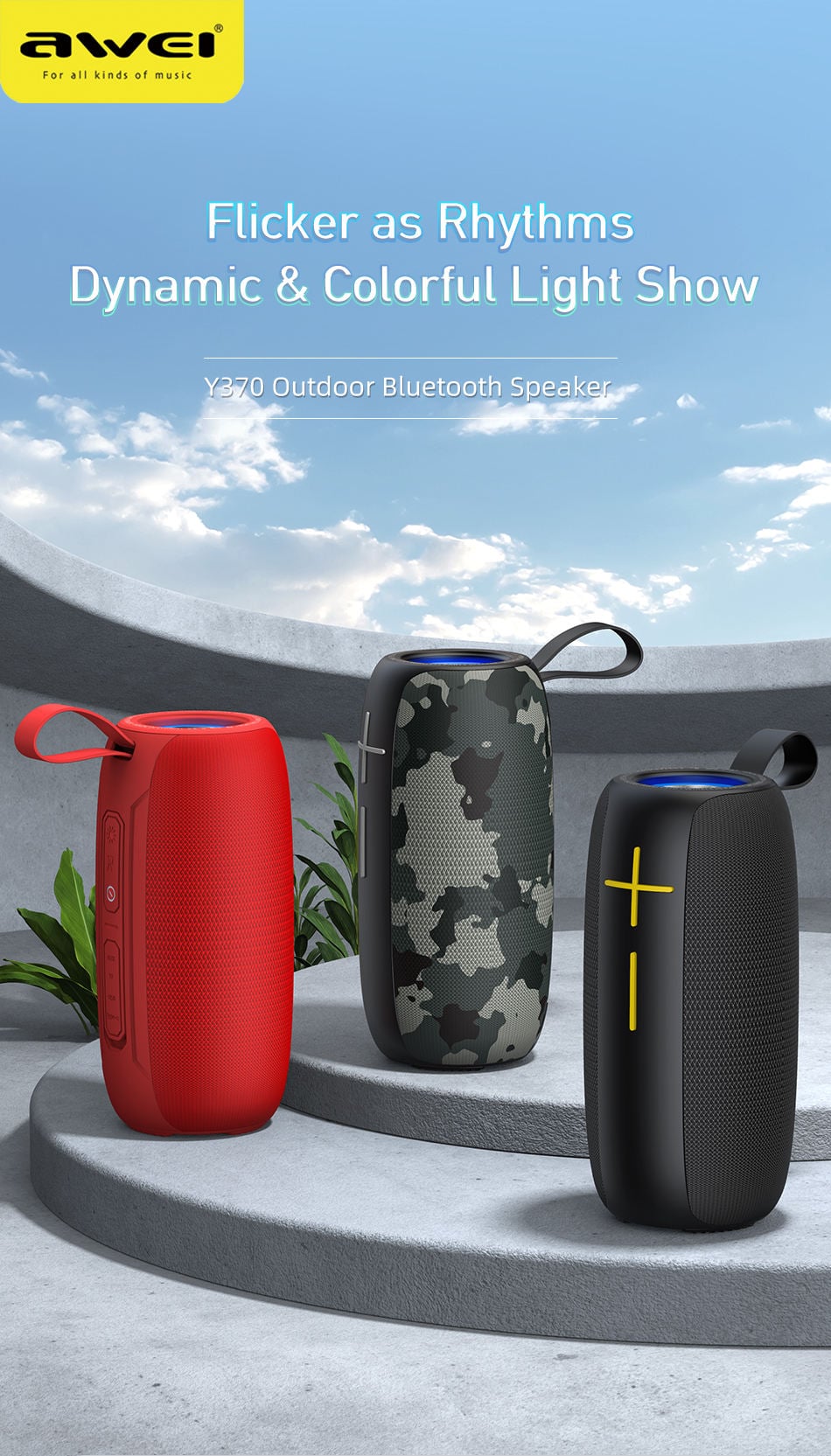 Awei Y370 Bluetooth Wireless Speaker IPX6 image 1