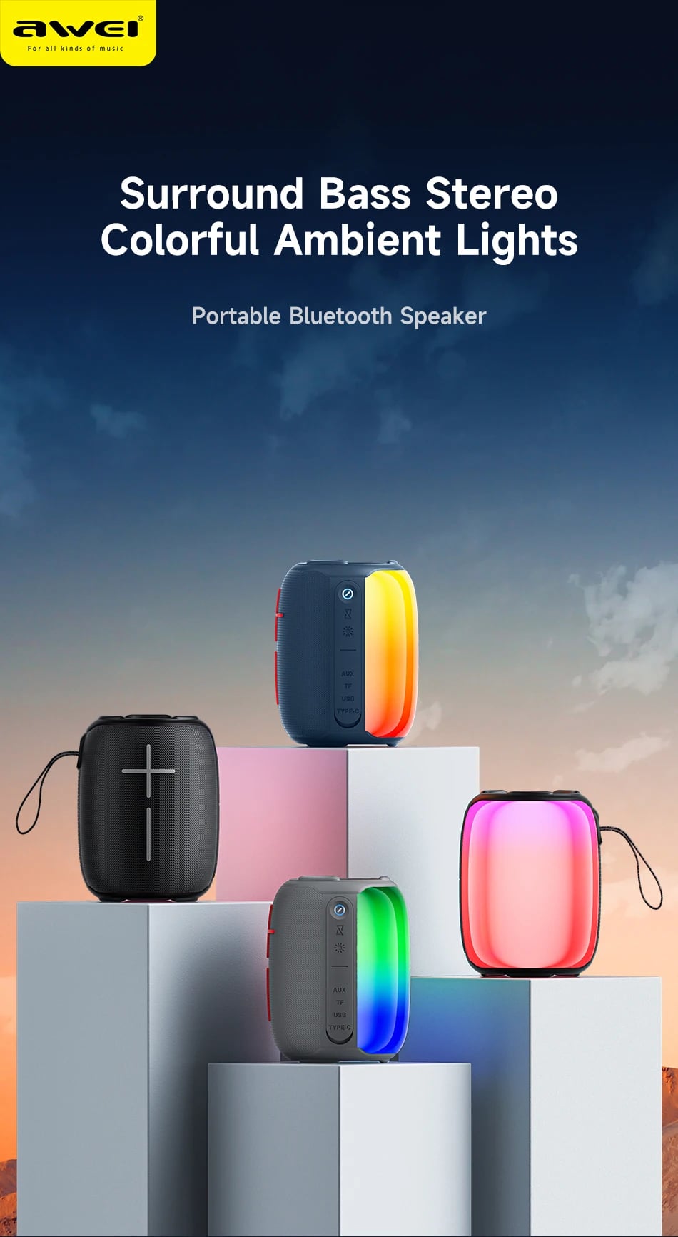 Awei Y525 RGB Portable Bluetooth Speaker image 1