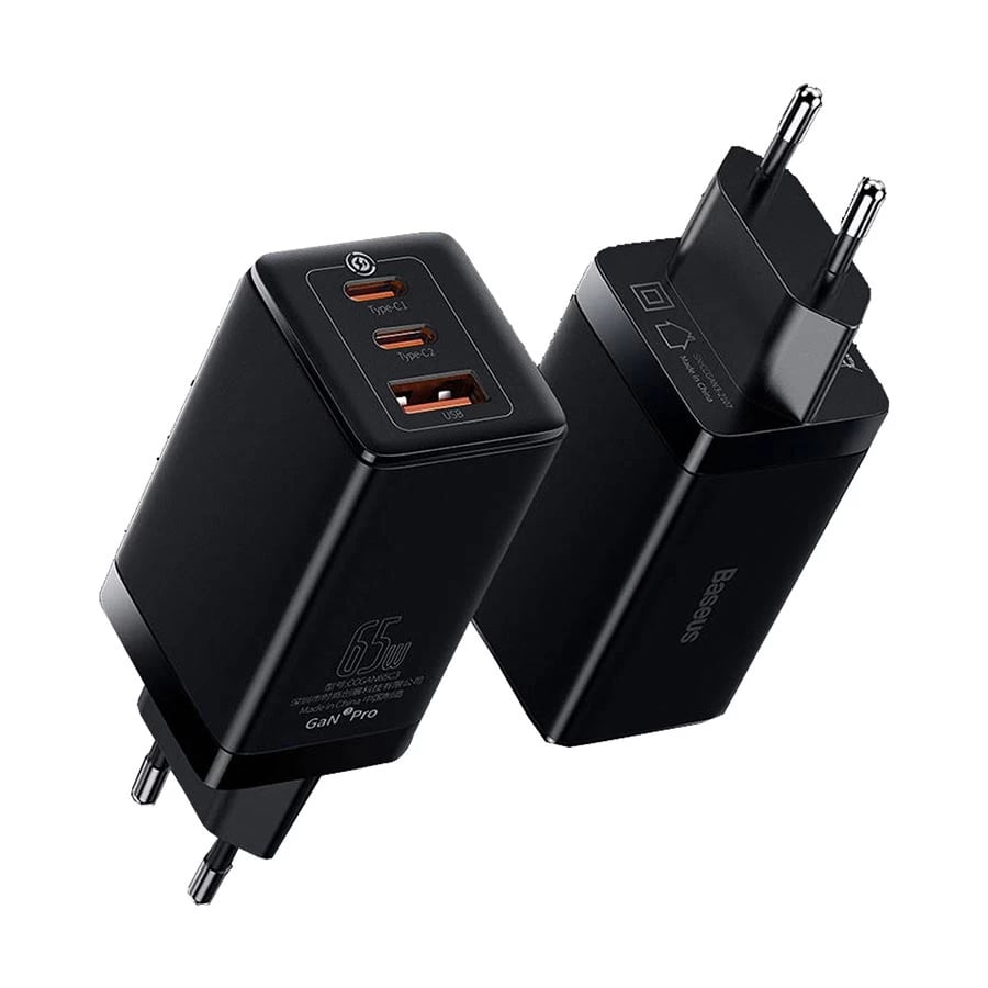 Baseus GaN3 Pro Fast Charger 2C+U 65W EU Adapter image 1