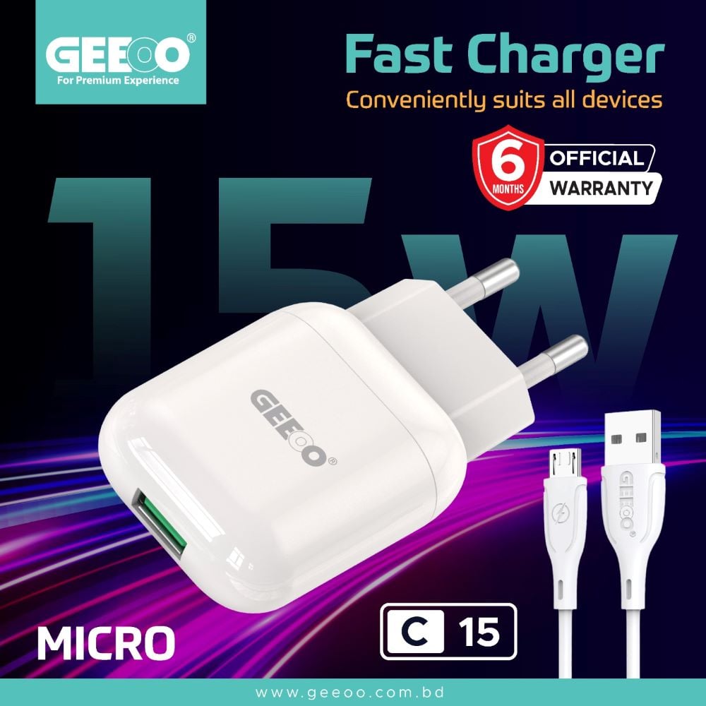C15 (M) FAST CHARGER SET With 3A FAST CHARGING CABLE image 1