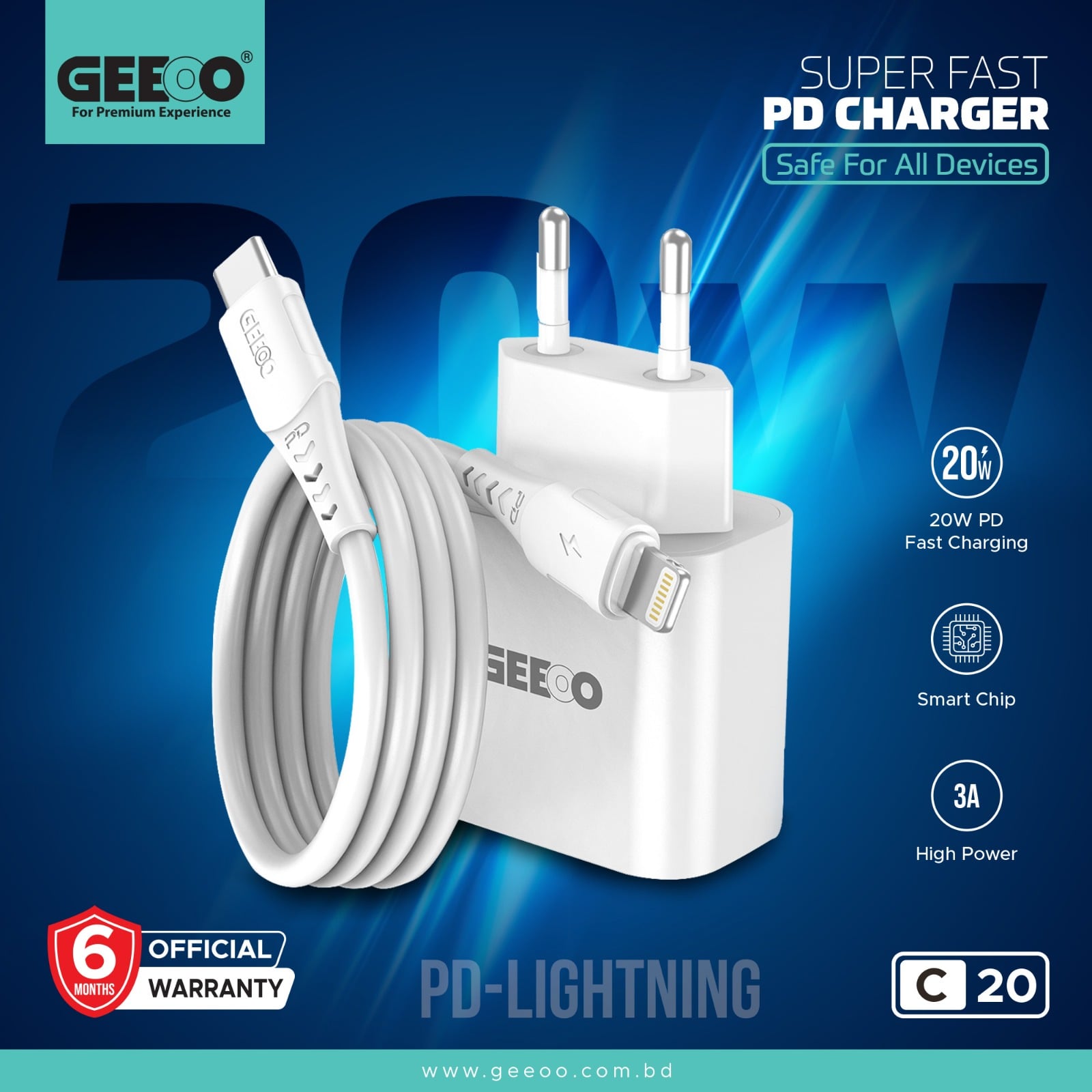 C20 Super Fast 20W PD to Lightning Charger image 1