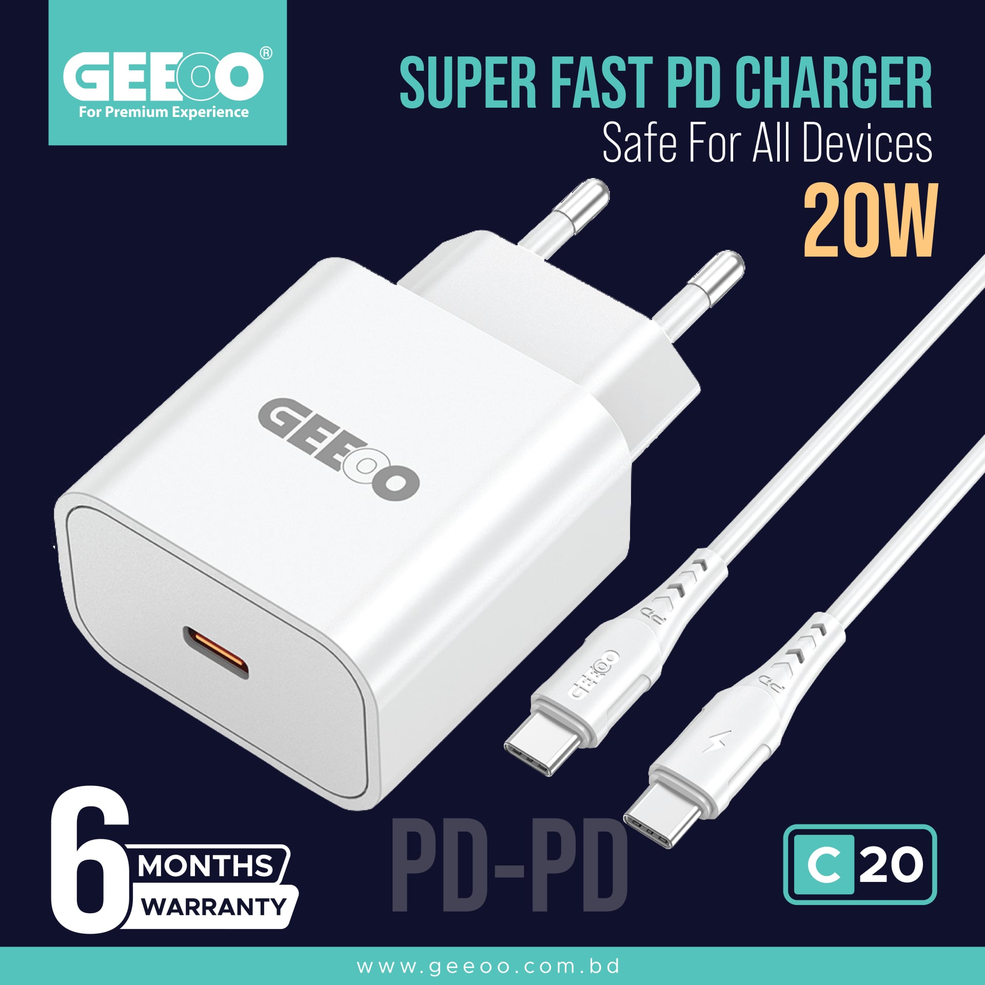 C20 Super Fast 20W PD to PD Charger image 1
