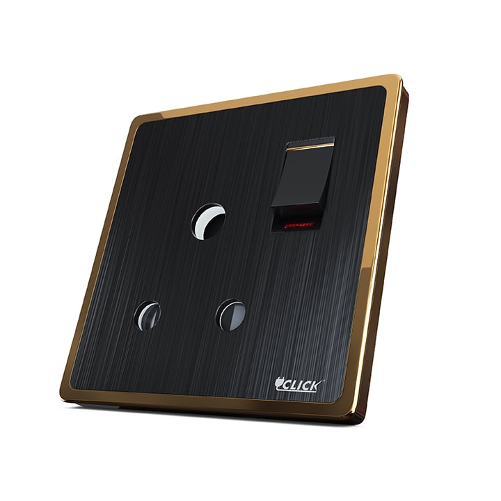 CLICK Harmony 3 PIN Round Socket with Switch, 15A image 1