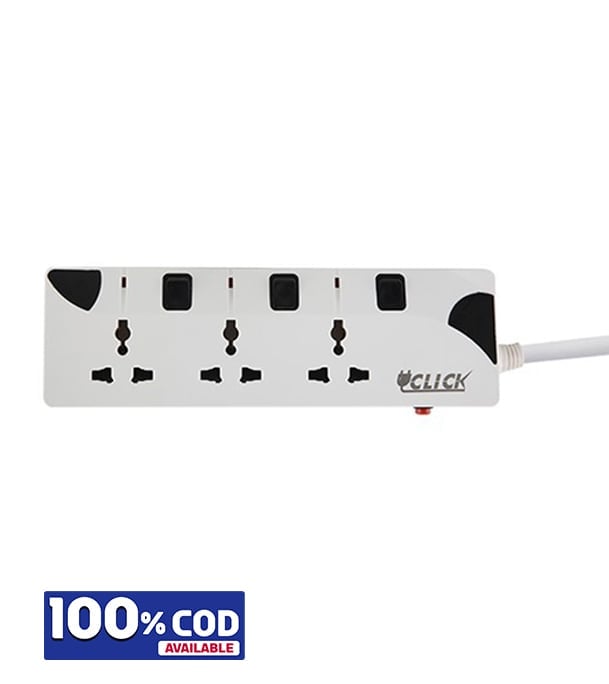 Click Safe Extension Socket 3 SKT, 2 Pin, 3 Yard image 1
