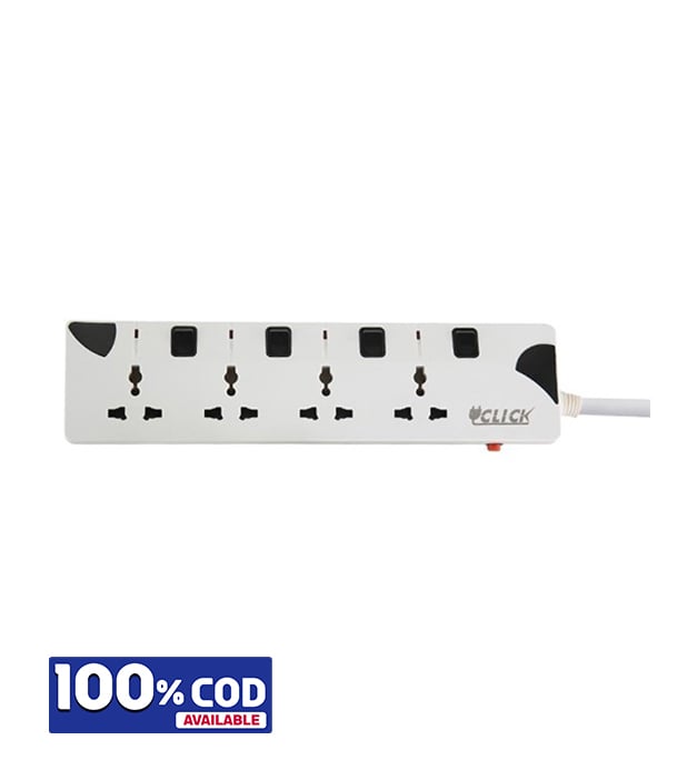 Click Safe Extension Socket 4 SKT, 2 Pin, 3 Yard image 1