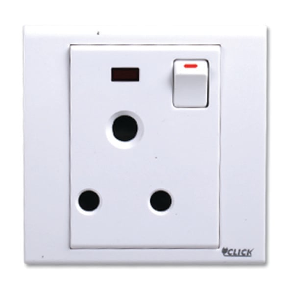 CLICK-TULIP-3 Pin Round Socket With Switch,15A image 1