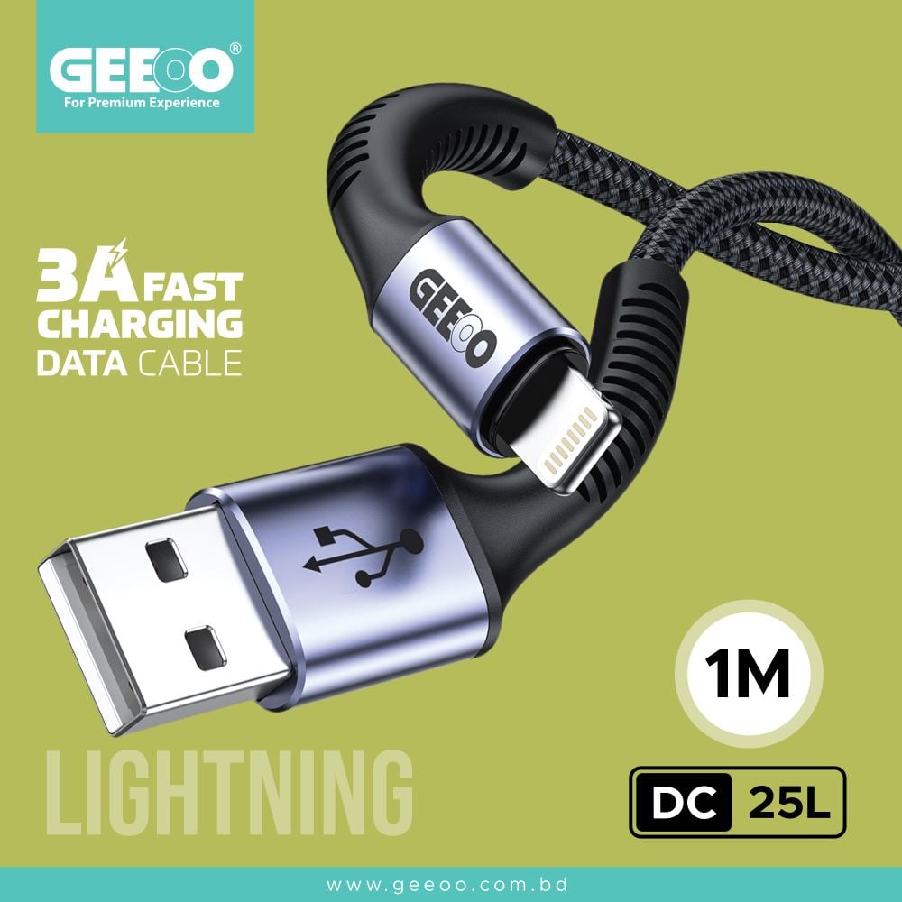 DC25L 3A Fast Charging 1M Long (Lightning) Data Cable image 1