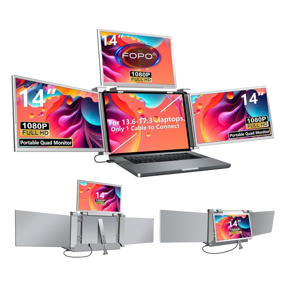 FOPO 14" 60Hz FHD IPS Quad-Screen Portable Monitor image 1