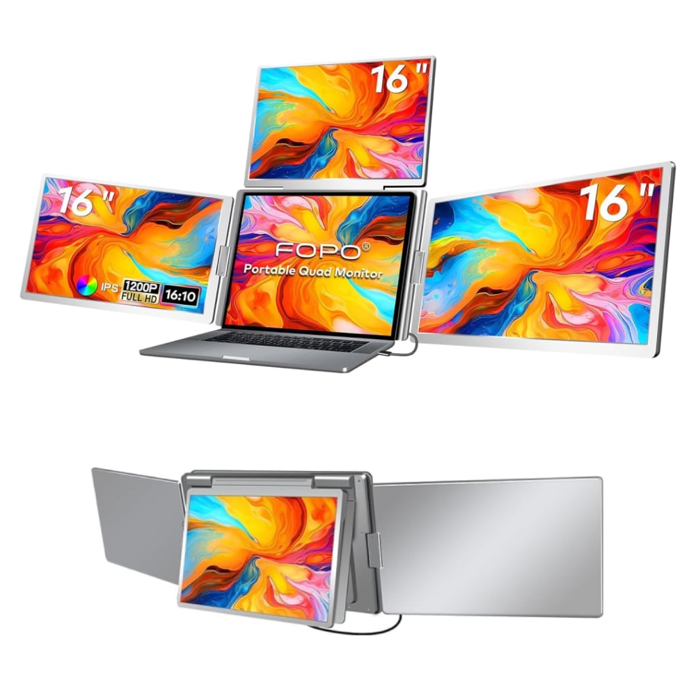 FOPO 16" 60Hz FHD IPS Quad-Screen Portable Monitor image 1