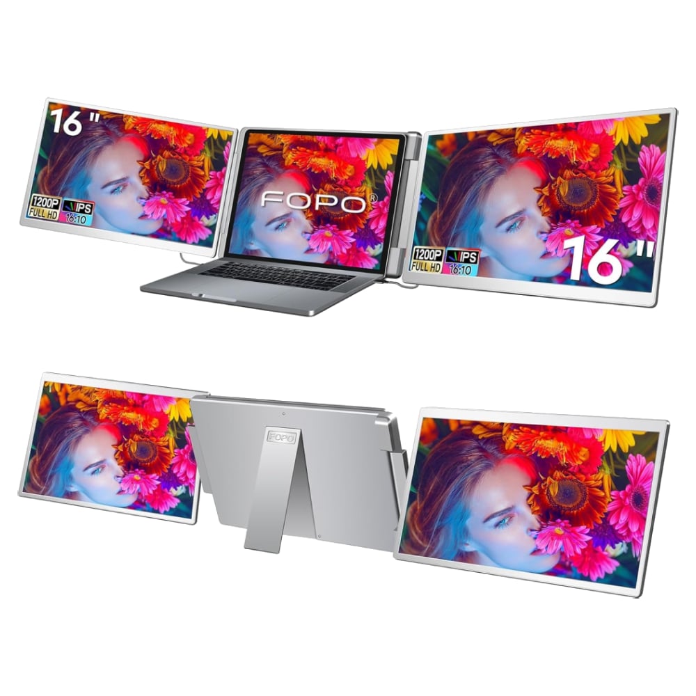 FOPO 16" 60Hz FHD IPS Tri-Screen Portable Monitor image 1