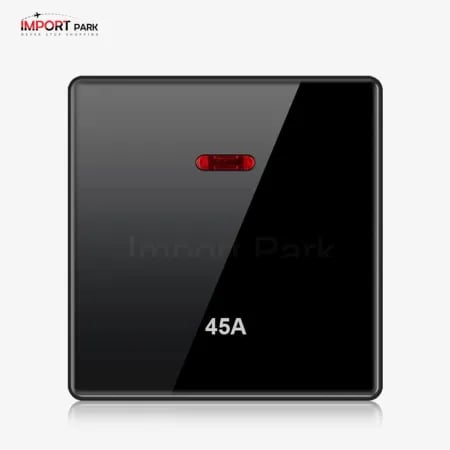 Full Glass 45A DP switch with LED Black image 1