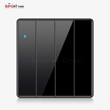 Full Glass 4gang 1way switch Black image 1