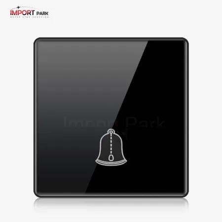 Full Glass Doorbell Push Switch Black image 1