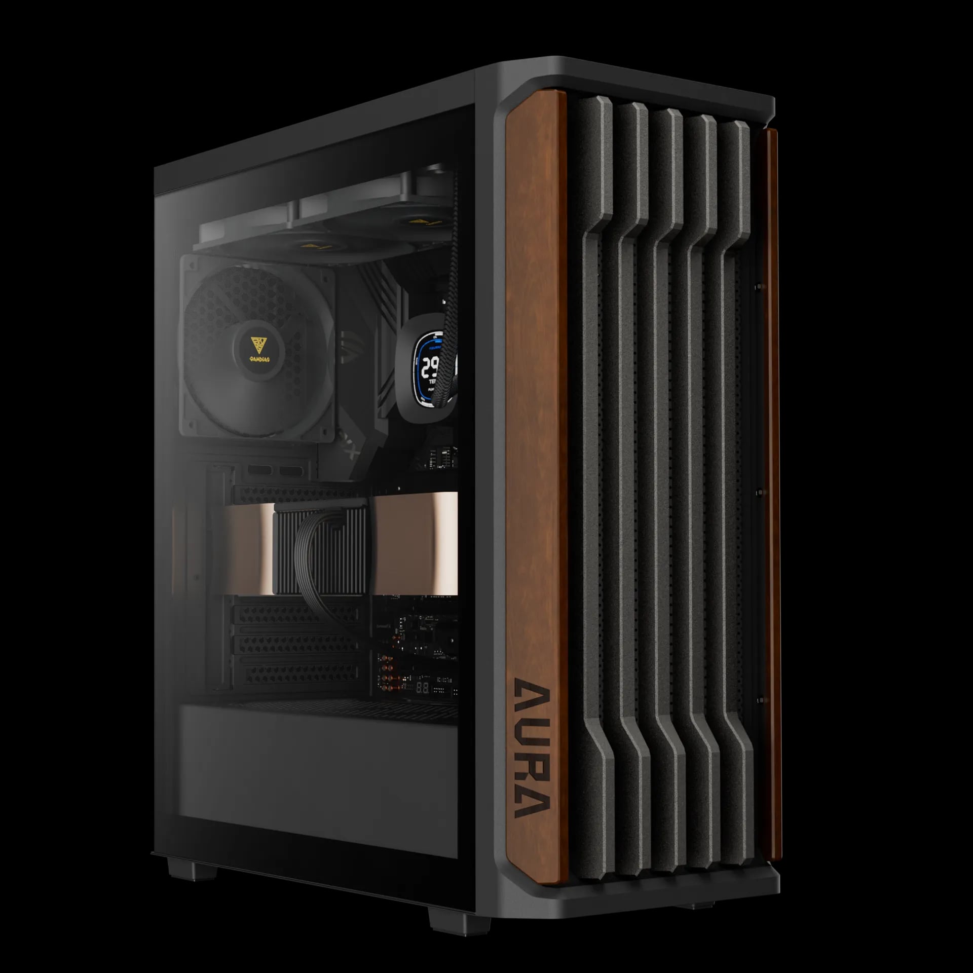 Gamdias AURA GC11 WOOD Mid-Tower ATX Gaming Casing image 1