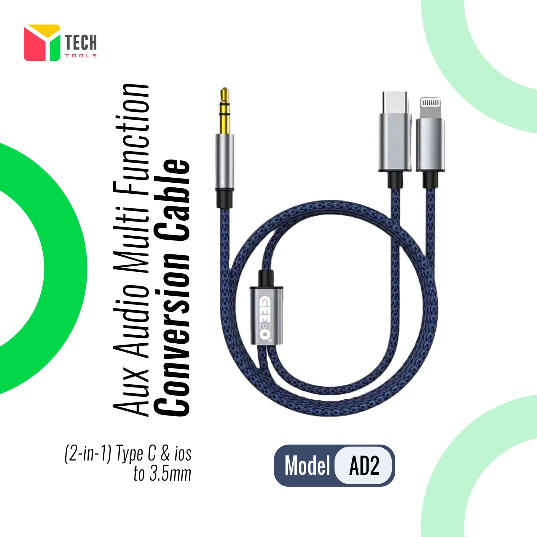 GEEOO 2 in 1 AUX Audio Multi Function Conversion Cable image 1