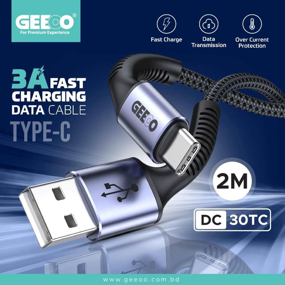 GEEOO 3A Fast Charging 2M Long (Micro) Data Cable image 1