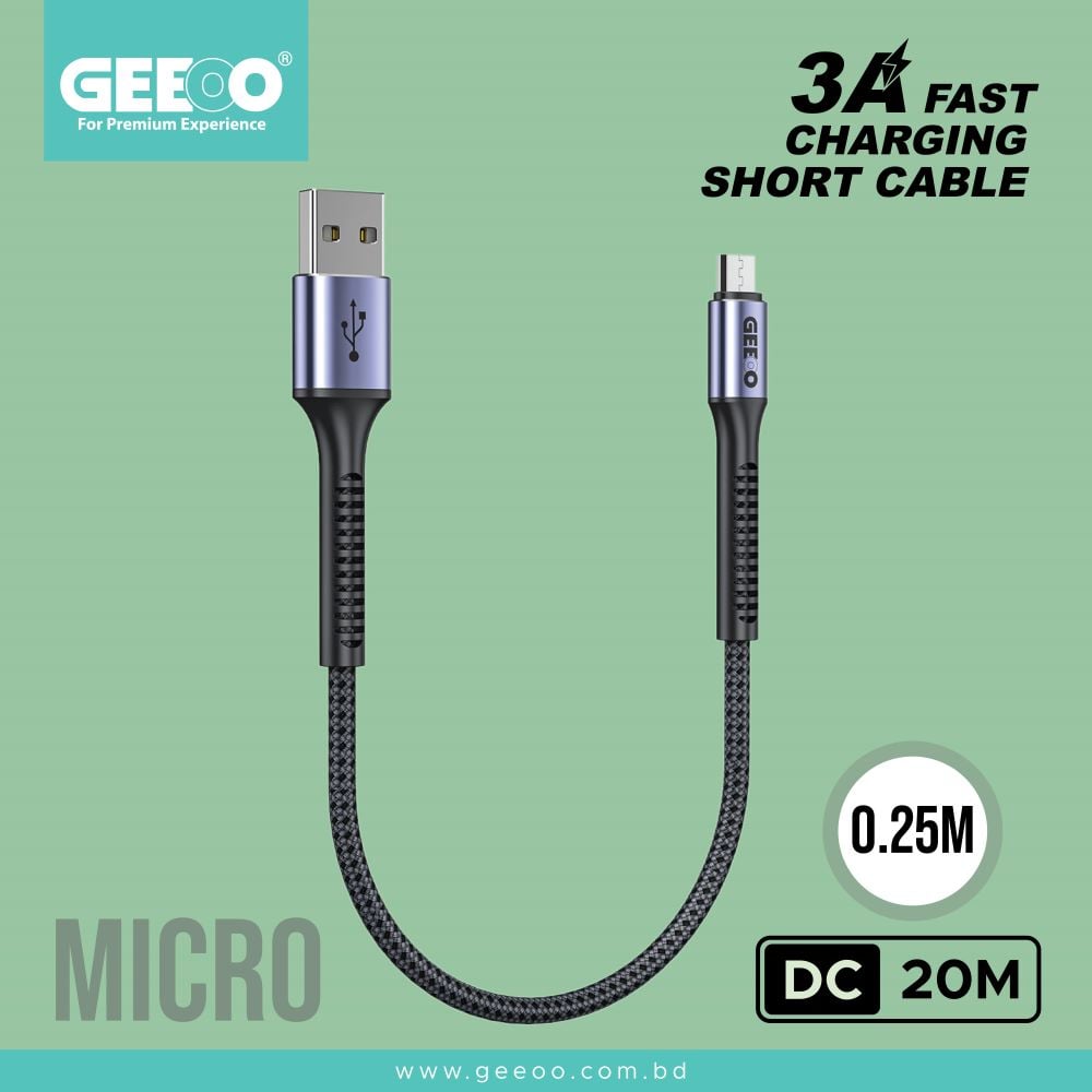 GEEOO 3A Fast Charging Short (Micro) Data Cable image 1